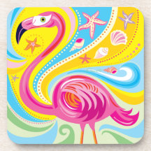 Flamant rose avec étoile de mer