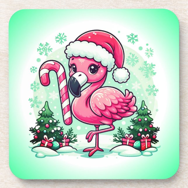 Dessous-de-verre Flamant rose de Noël Clipart-10424 (Devant)