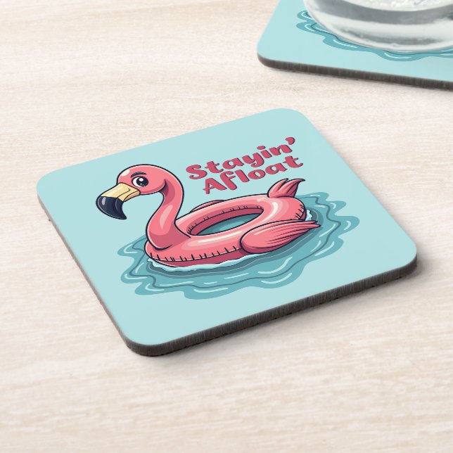 Dessous-de-verre Flamant rose rétro Flotte drôle été (Côté gauche)