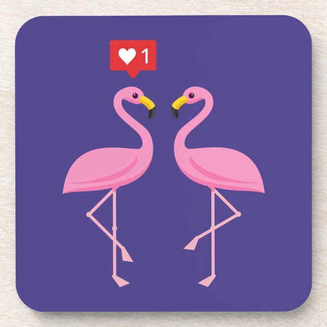 Dessous-de-verre Flamant rose Rose Comme Heart Pastel (Devant)