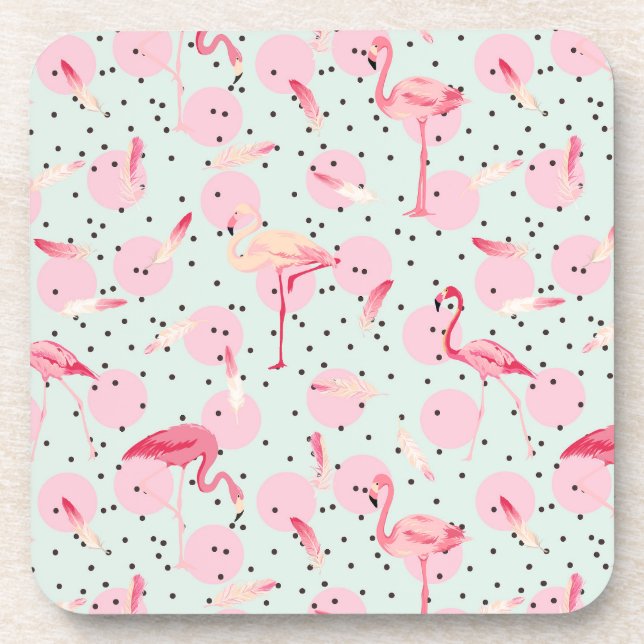 Dessous-de-verre Flamant rose Sur Les Pois (Devant)