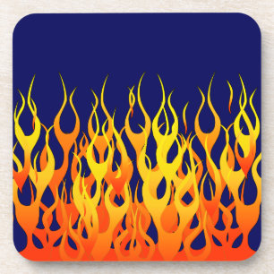 Dessous-de-verre Flammes de course élégantes en feu sur Navy Blue