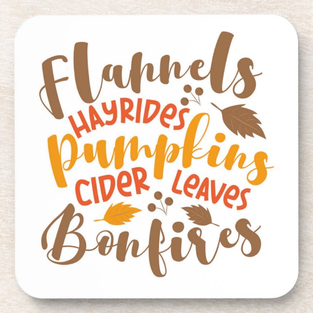 Dessous-de-verre Flannels Hay Rides Citrouille cidre Feuilles Bonfi (Devant)