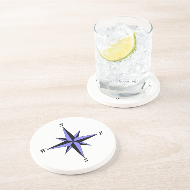 Dessous de verre Flèche nord bleue (Côté)