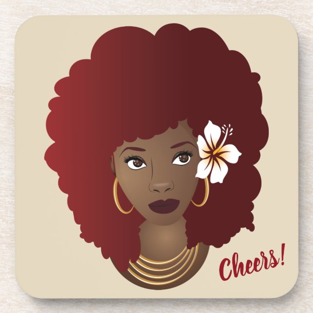 Dessous-de-verre Fleur Afro rouge dans ses cheveux, Dessous de verr (Devant)