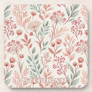 Dessous-de-verre Fleur de cerisier rose, Floral et Motif Feuille
