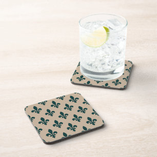 Dessous-de-verre Fleur de Lis Motif, Royal French Green on Cream