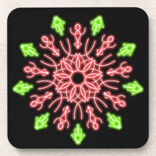 Dessous-de-verre Fleur de néon rouge et vert