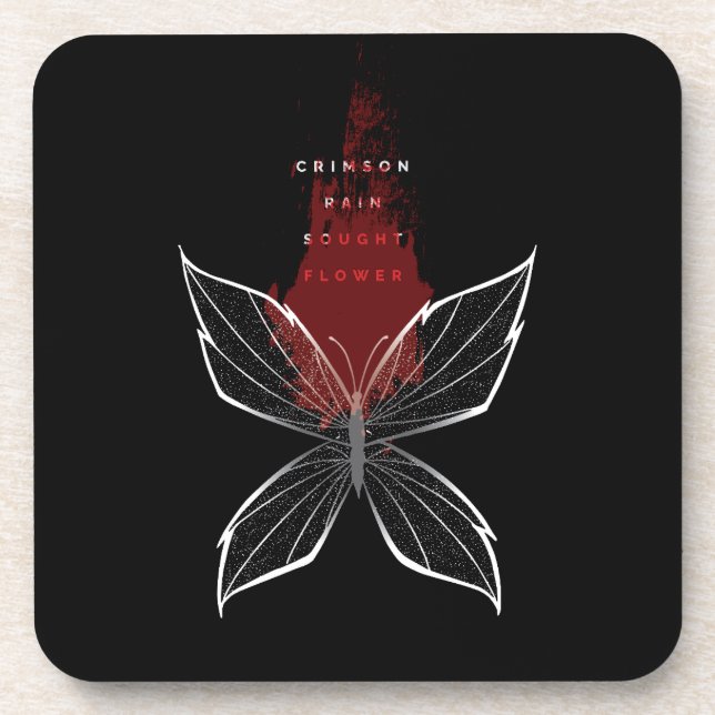 Dessous-de-verre Fleur de pluie Crimson (eng) (Devant)