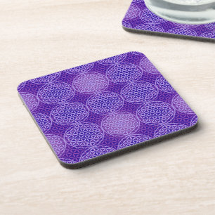 Dessous-de-verre Fleur de vie - motif de timbre - violet