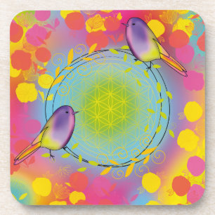 Dessous-de-verre fleur de vie, oiseau ,naturel ,fleurs,