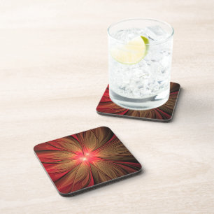 Dessous-de-verre Fleur fractale de fansy rouge