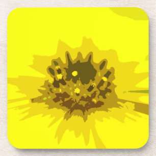 Dessous-de-verre Fleur marguerite Abstraite en jaune vif coloré