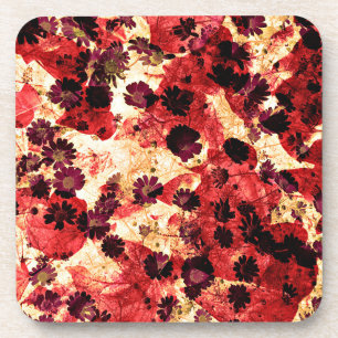 Dessous-de-verre Fleur marguerite jaune rouge motif design abstrait