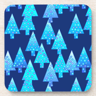 Dessous-de-verre Fleur moderne arbres de Noël - bleu cobalt