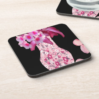 Dessous-de-verre Fleur rose tendance à motif floral dispersé