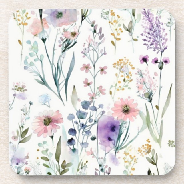Dessous-de-verre Fleur sauvage aquarelle (Devant)