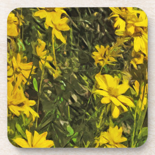 Dessous-de-verre Fleur sauvage jaune marguerites Abstrait