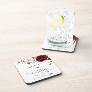 Dessous-de-verre Fleurs Bourgognes, Fleurs Roses, Boho, Anniversair