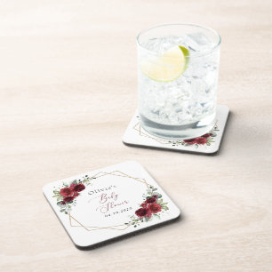 Dessous-de-verre Fleurs Bourgognes, Fleurs Rouges, Baby shower
