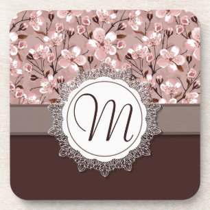 Dessous-de-verre Fleurs de cerisier avec le monogramme de dentelle