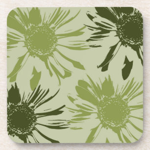 Dessous-de-verre Fleurs de Gerbera verte de chaux