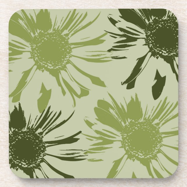 Dessous-de-verre Fleurs de Gerbera verte de chaux (Devant)
