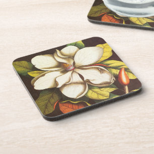 Dessous-de-verre Fleurs de magnolia vintage avec graines