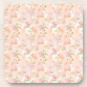 Dessous-de-verre Fleurs de pêche roses petites aquarelles abstraite