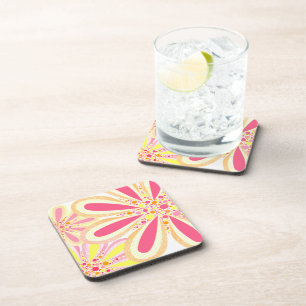 Dessous-de-verre Fleurs de printemps jaune et rose