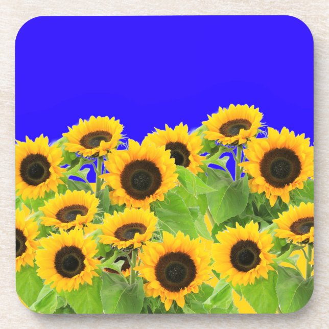 Dessous-de-verre Fleurs de soleil - Liberté Ukraine Paix drapeau uk (Devant)