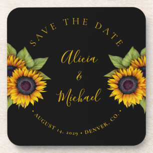 Dessous-de-verre Fleurs de soleil modernes rustiques simple mariage