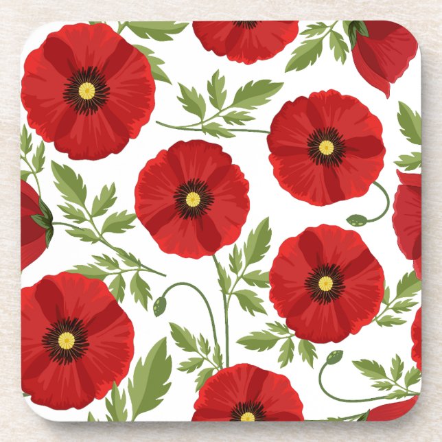 Dessous-de-verre Fleurs d'été joyeuses floraison de pavot (Devant)