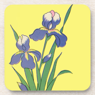 Dessous-de-verre Fleurs d'iris de jardin de printemps florales vint