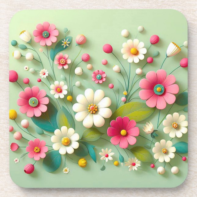 Dessous-de-verre Fleurs en papier (Devant)