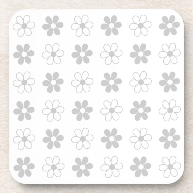 Dessous-de-verre Fleurs gris clair et blanc sur blanc (Devant)