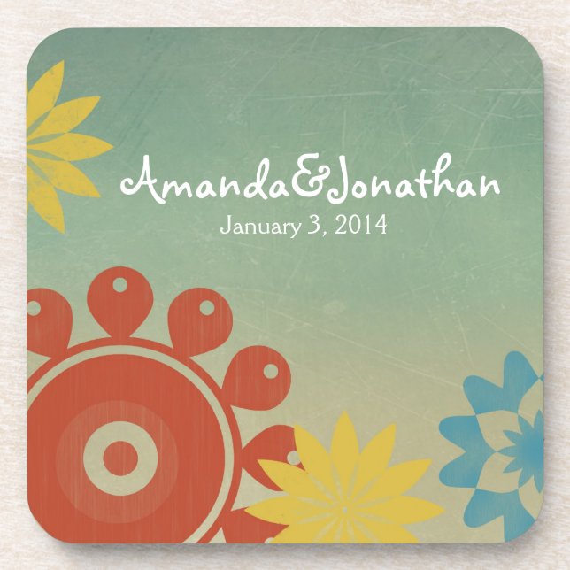 Dessous-de-verre Fleurs hippies rétro (Devant)