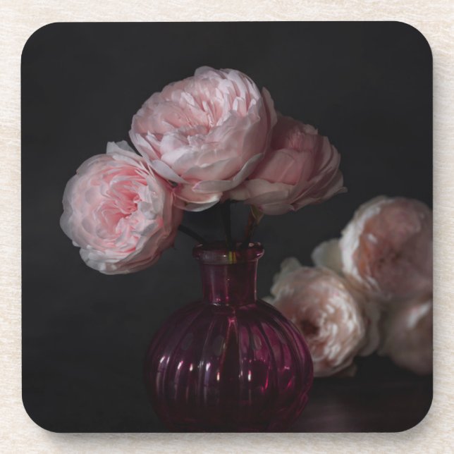Dessous-de-verre Fleurs | Pale Pink Peonies dans Vase (Devant)