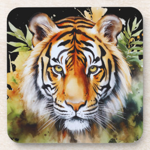 Dessous-de-verre Fleurs Tiger Pastel Safari Aquarelle Savannah