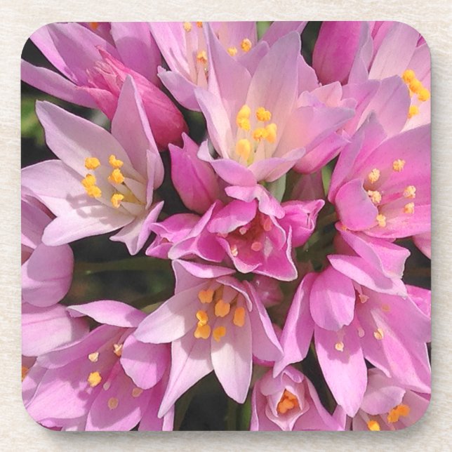 Dessous-de-verre Fleurs tropicales roses et jaunes (Devant)