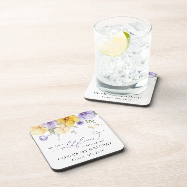Dessous-de-verre Fleurs violettes, Fleurs Jaunes, Premier Anniversa (Côté Droit)