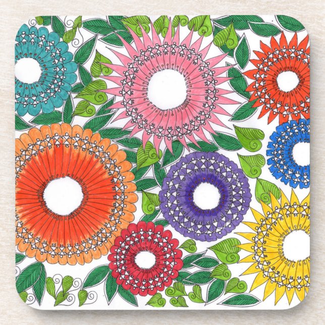 Dessous-de-verre fleurs warli (Devant)