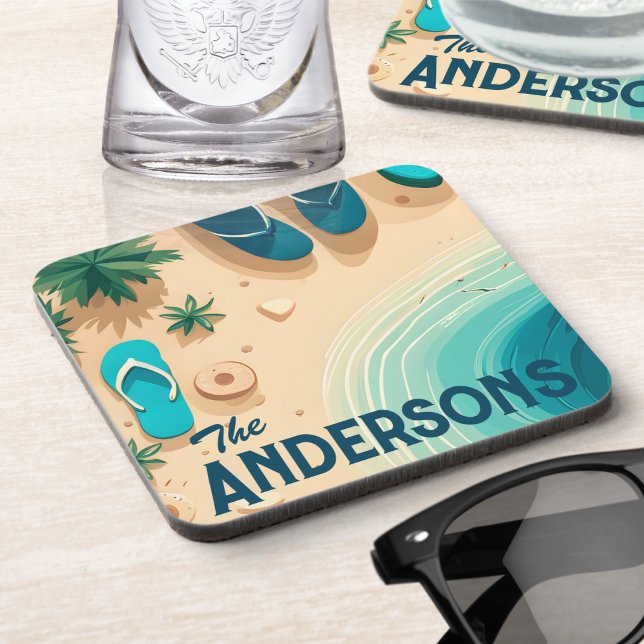 Dessous-de-verre Flip Flops on the Beach Signature (Créateur téléchargé)