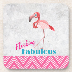 Dessous-de-verre Flocking Fabulous Pun avec Flamant rose rose
