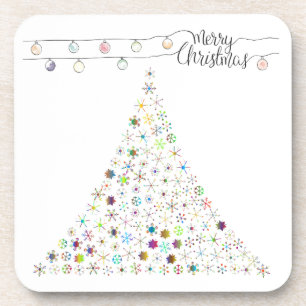 Dessous-de-verre Flocon de neige coloré Joyeux Noël Tree Party