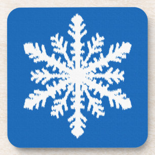 Dessous-de-verre Flocon de neige Ikat 1 sur 4 - Bleu cobalt et blan