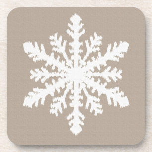 Dessous-de-verre Flocon de neige Ikat - Taupe tan et blanc