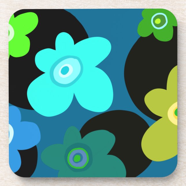 Dessous-de-verre Floral bleu et vert (Devant)