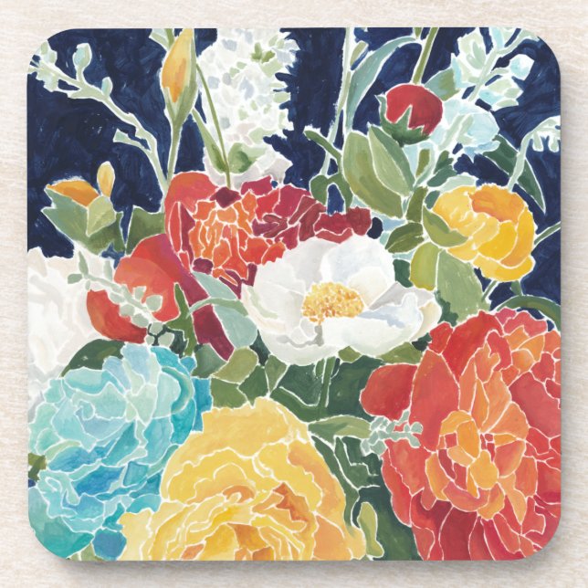 Dessous-de-verre Floral de minuit I (Devant)