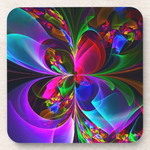 Dessous-de-verre Floral moderne Art Abstrait Rouge Bleu Motif #12